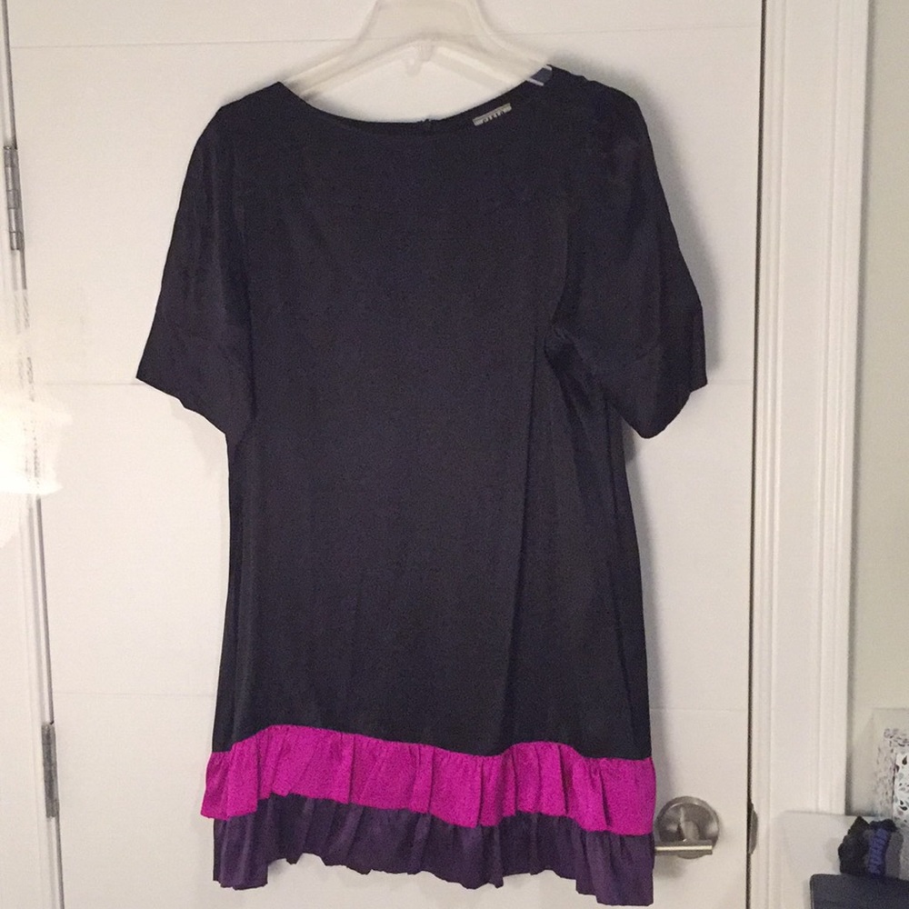 Silk ruffle mini tee dress